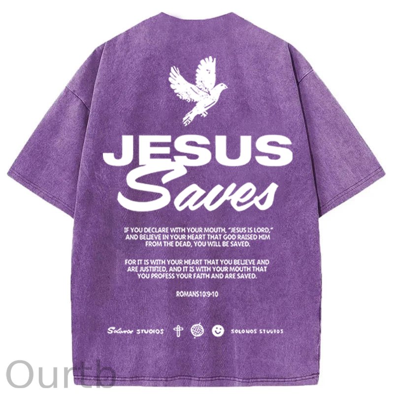 Jesus Saves Washed Cotton T-Shirt