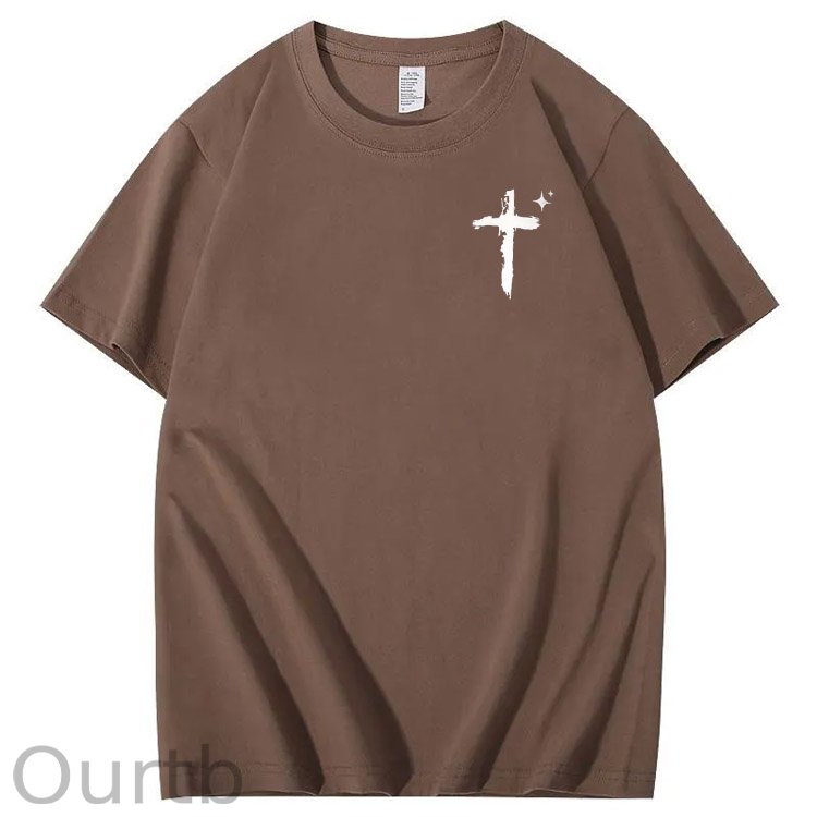 Trust In The  Lord Pattern Print Crew Neck T-Shirt