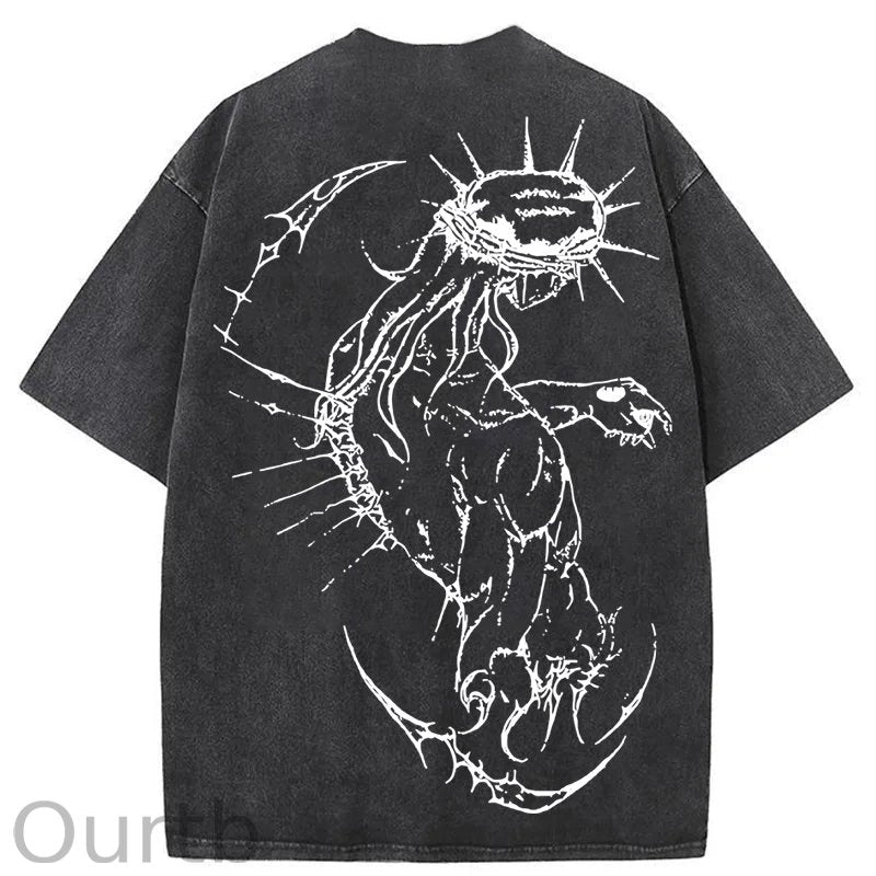 Jesus Cross Washed Cotton T-Shirt