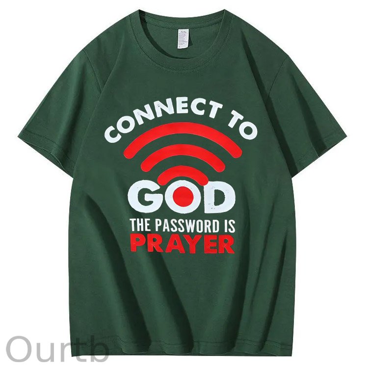 Connet To God Pattern The Password Is Prayer Print 100%Cotton T-Shirt