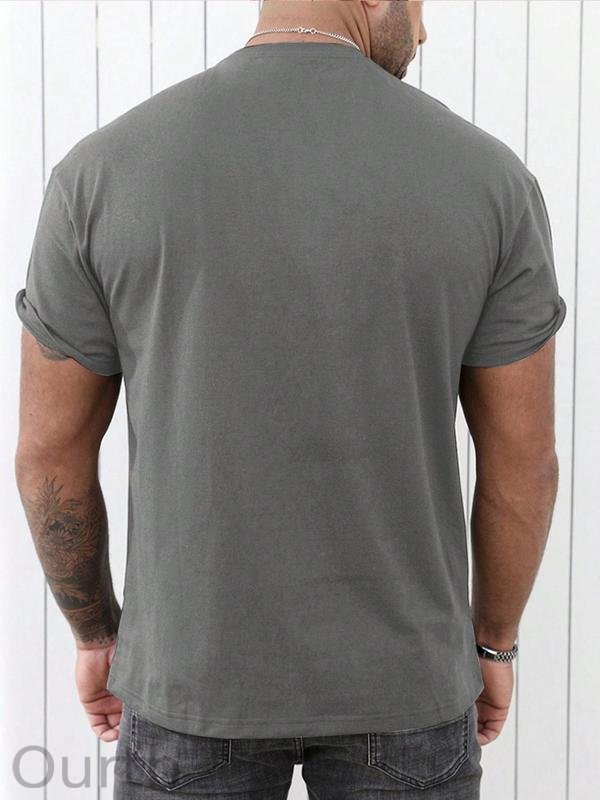 Men's Regular Fit Cross Print Short Sleeve Tee, Casual Graphic Round Neck T-Shirt for Summer, Fashion Men's Streetwear Top for Daily Wear, 90s Clothes