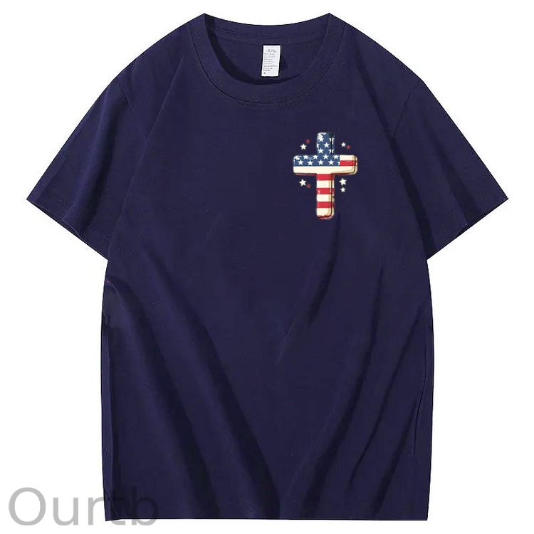 Independence Day Stars&Stripes Jesus Chirs Pattern Print T-Shirt