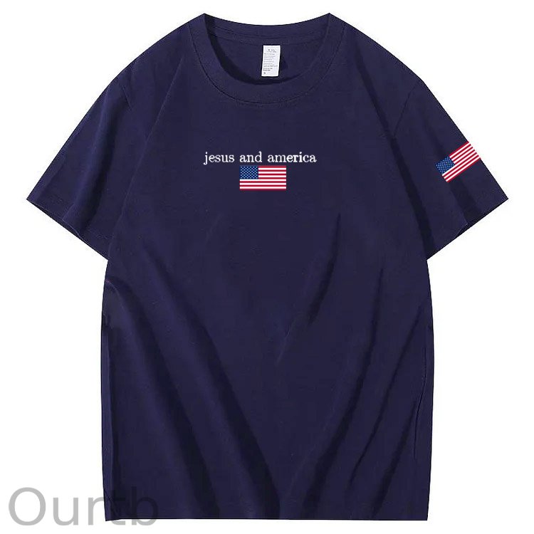 Jesus And America Pattern Print T-Shirt