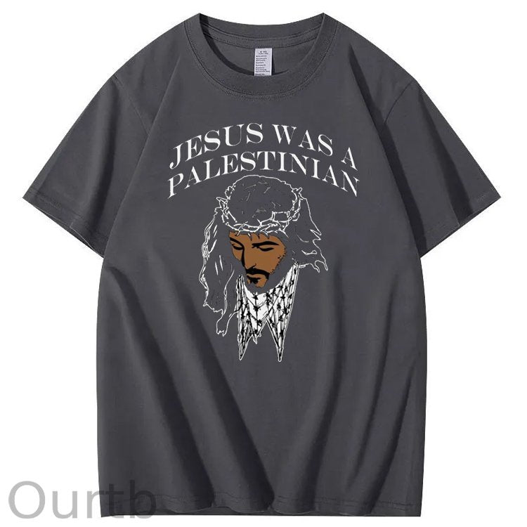Jesus Was Palestinian Pattern Print Crew Neck T-Shirt