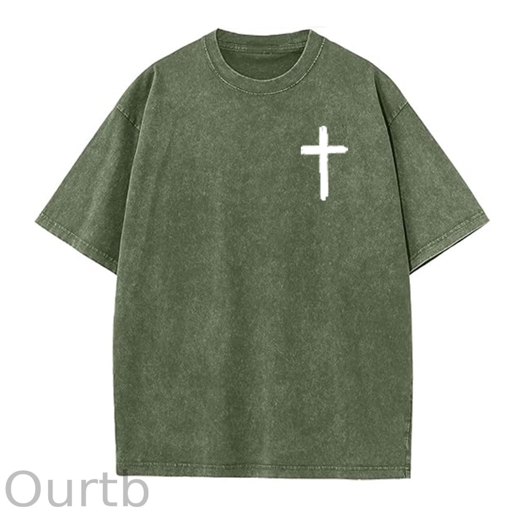 White God All Things Are Possible  Washed And Distressed Pattern Crew Neck T-Shirt