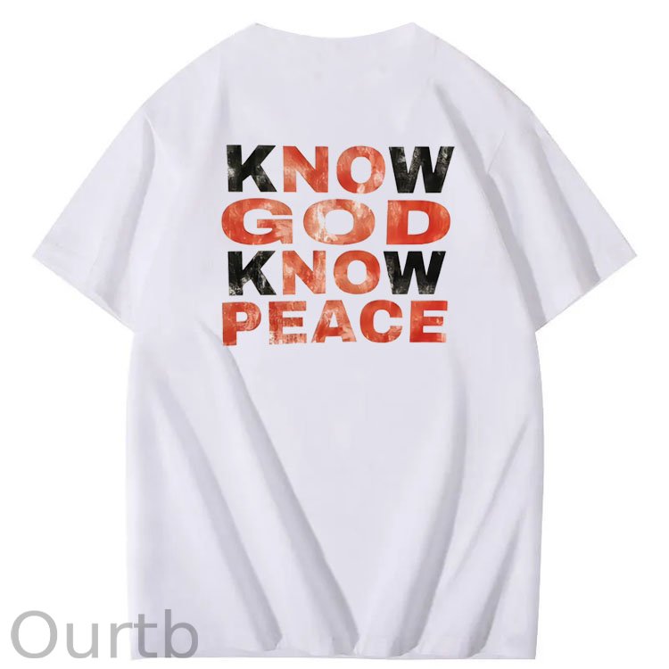 Know God Know Peace Pattern  Print 100%Cotton T-Shirt