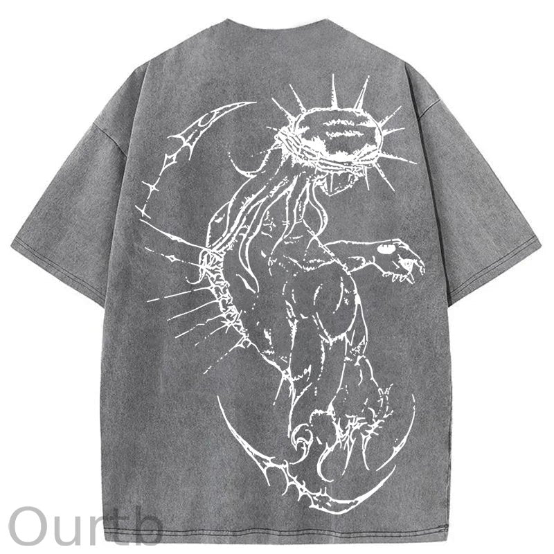 Jesus Cross Washed Cotton T-Shirt