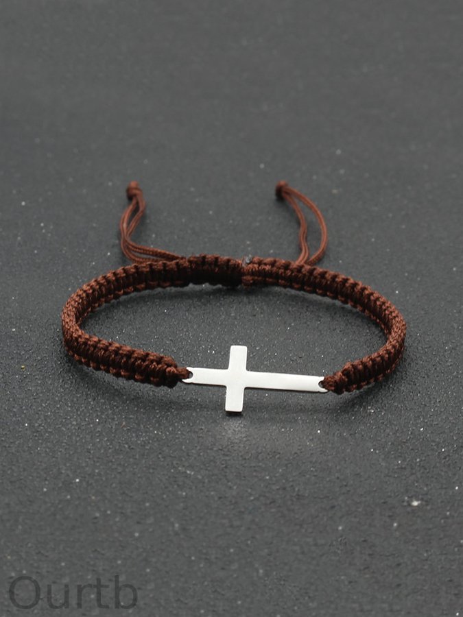 Simple Stainless Steel Cross Braided Bracelet