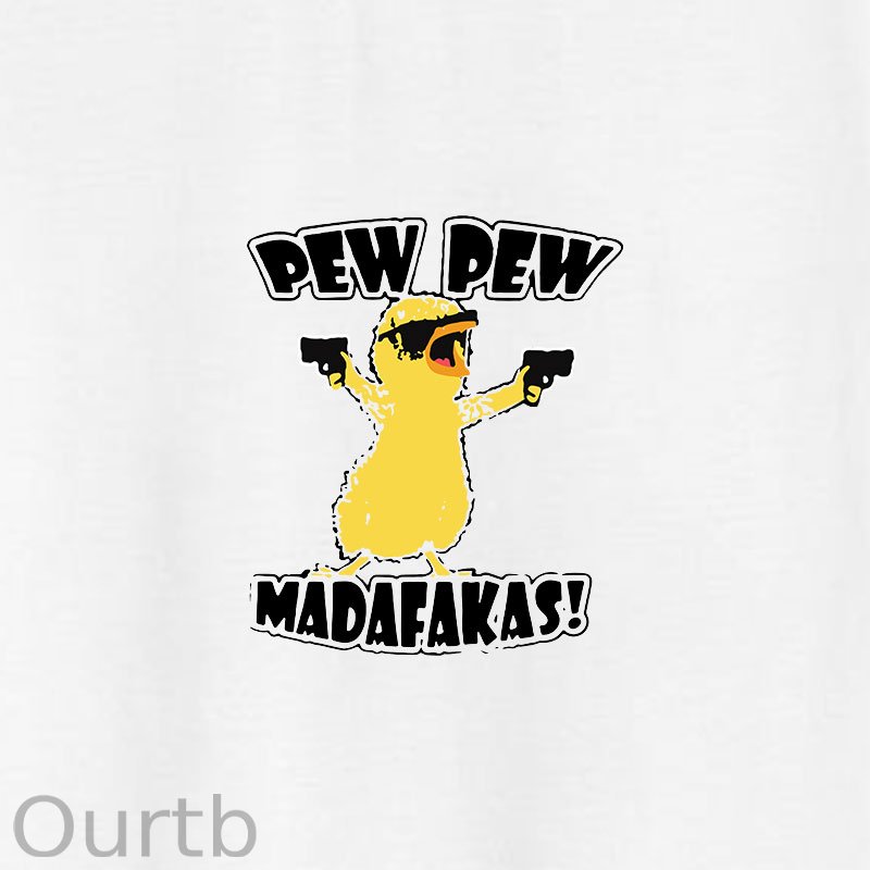Yellow Duck Carries Pistol Letter Graphic Black Print T-shirt