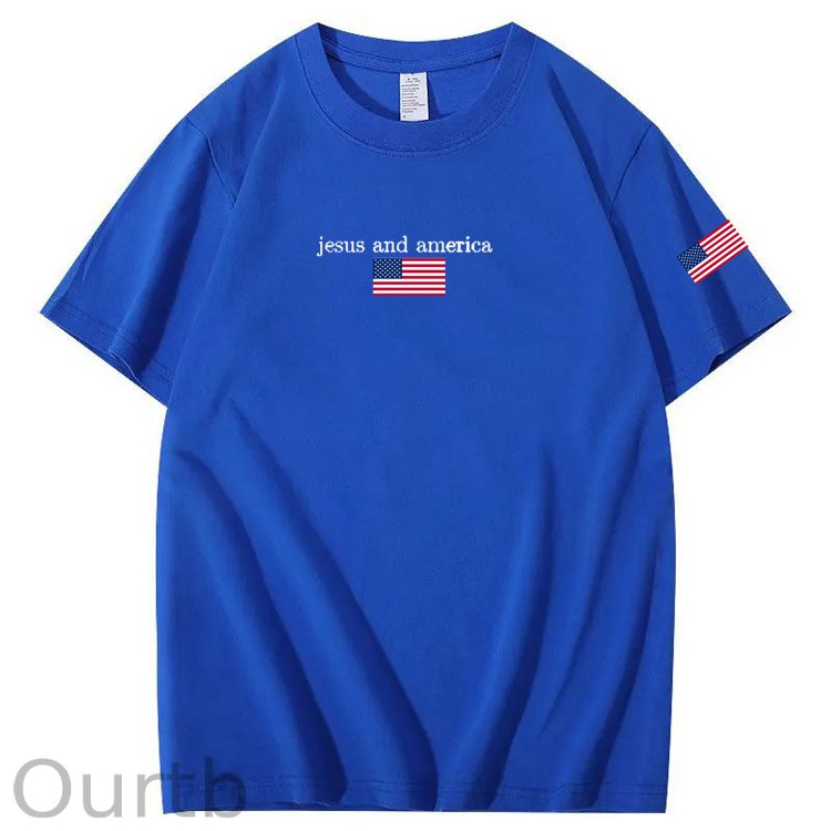 Jesus And America Pattern Print T-Shirt