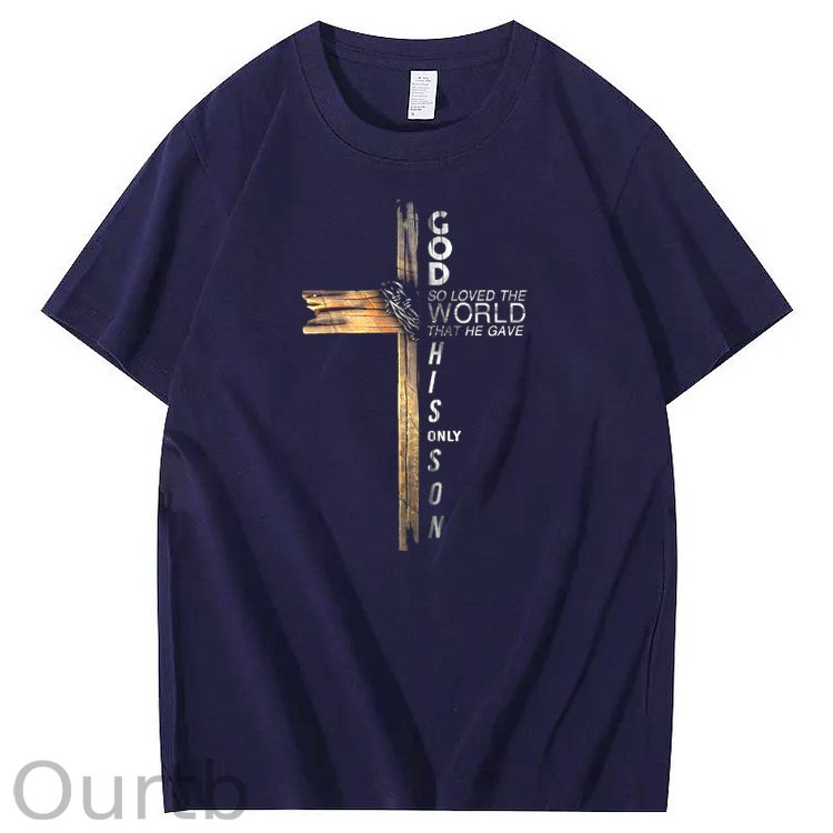 God Pattern Printing Print Crew Neck T-Shirt
