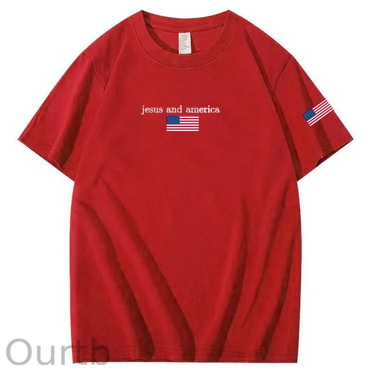 Jesus And America Pattern Print T-Shirt