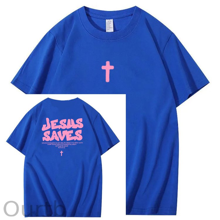Jesus Saves  Pattern100% Cotton T-Shirt