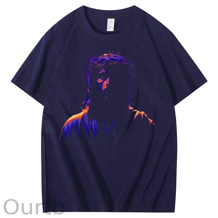 Oil Painting Jesus Pattern Print T-Shirt