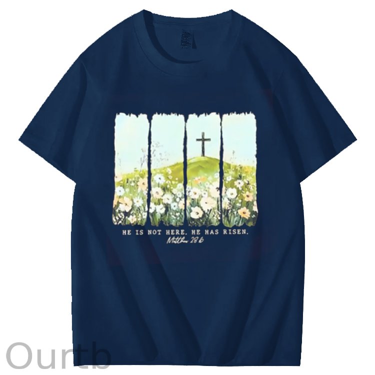 He Is Not Here He Has Risen Jesus Art Pattern Print T-Shirt