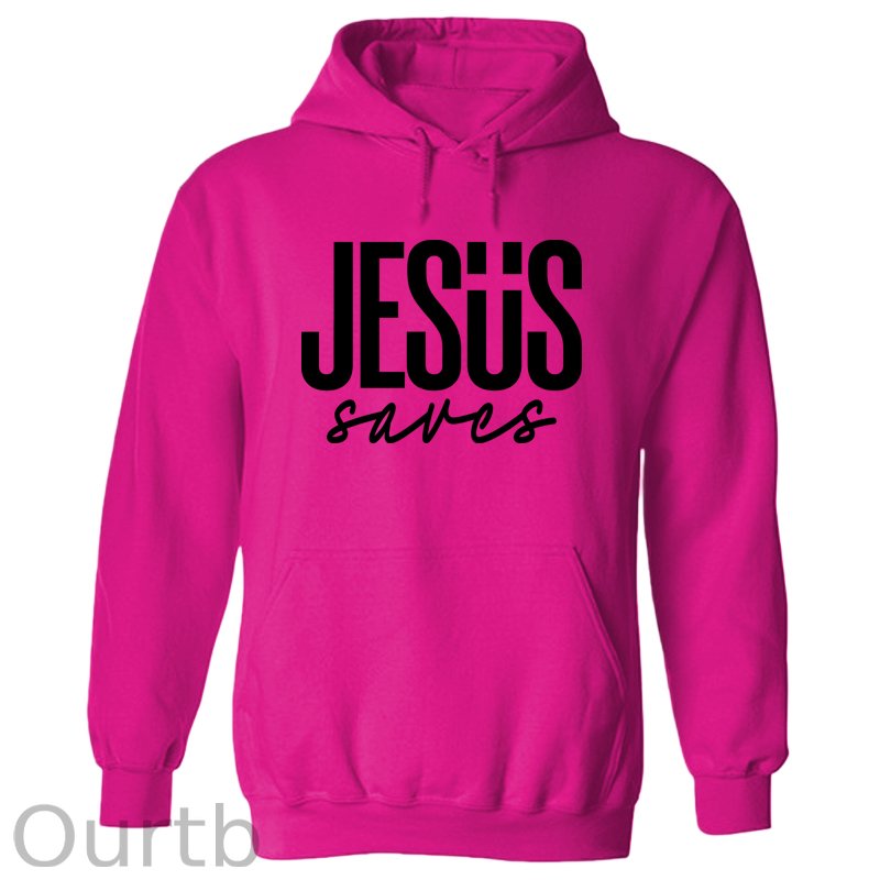 JESUS saves Cotton Hooded Sweatshirt