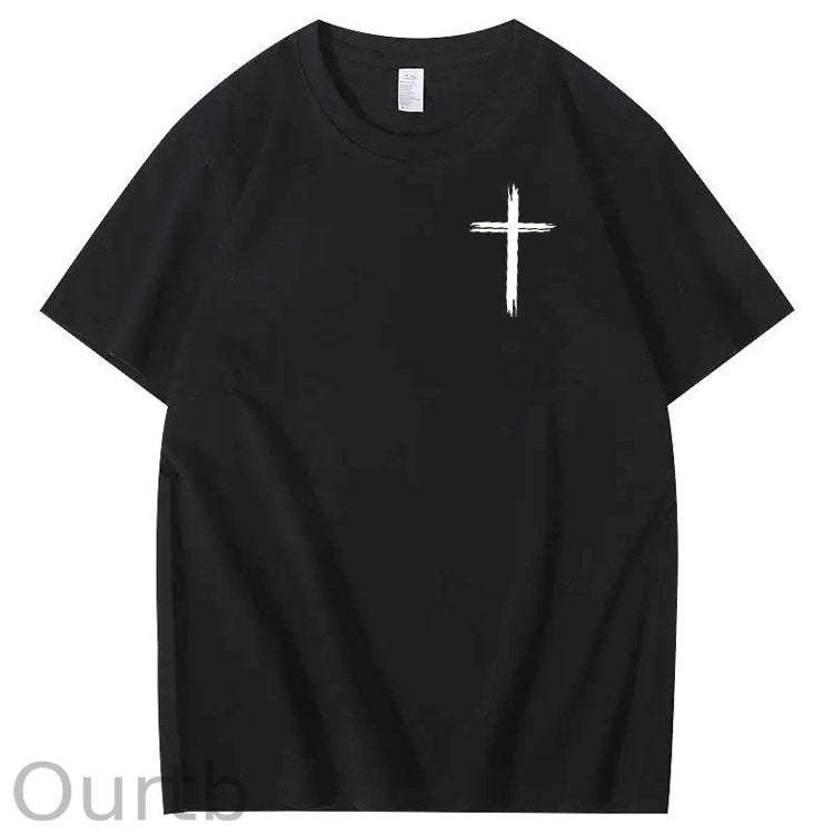Jesus Died For Me Now I Live For Him Pattern Crew Neck T-Shirt