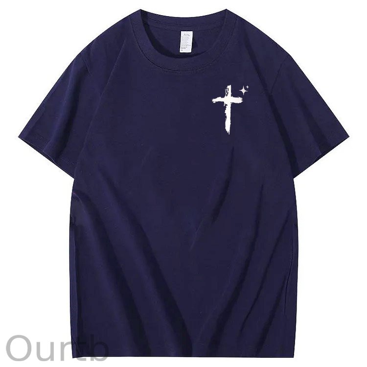 Trust In The  Lord Pattern Print Crew Neck T-Shirt