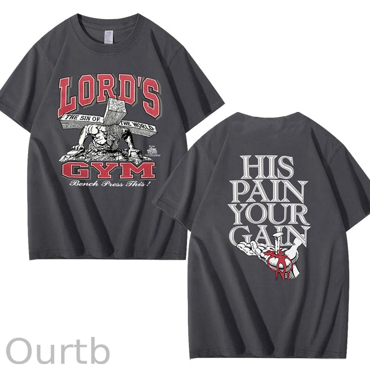 Vintage 1990s Lord's GYM His Pain Your Gain Jesus 100% Cotton T-Shirt