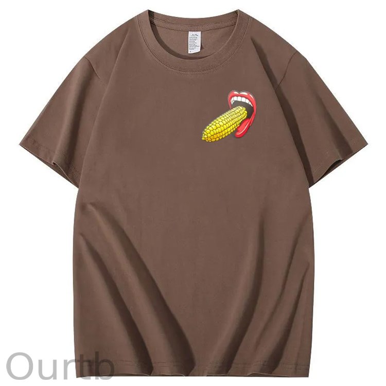 I Bet You  Eat Corn The Long Way  Pattern Print Crew Neck T-Shirt