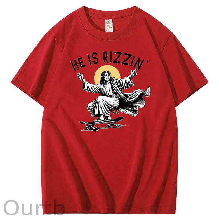 He is Rizzin' Funny Pattern Print Crew Neck T-Shirt