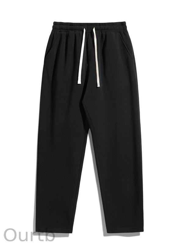 Men's Regular Fit Solid Drawstring Waist Sweatpants