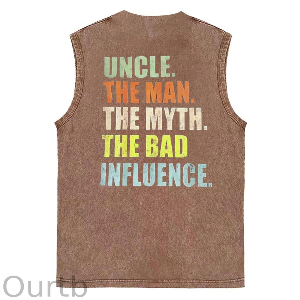 Cool Uncles Club Pattern Sleeveless Cotton Washed Printed Loose Vest