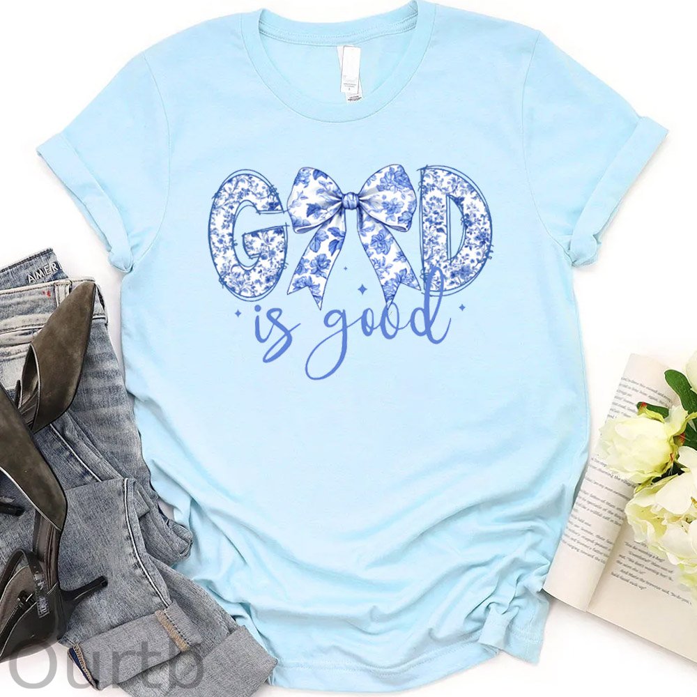 Women'S God is Good  Pattern Round-Neck T-Shirt