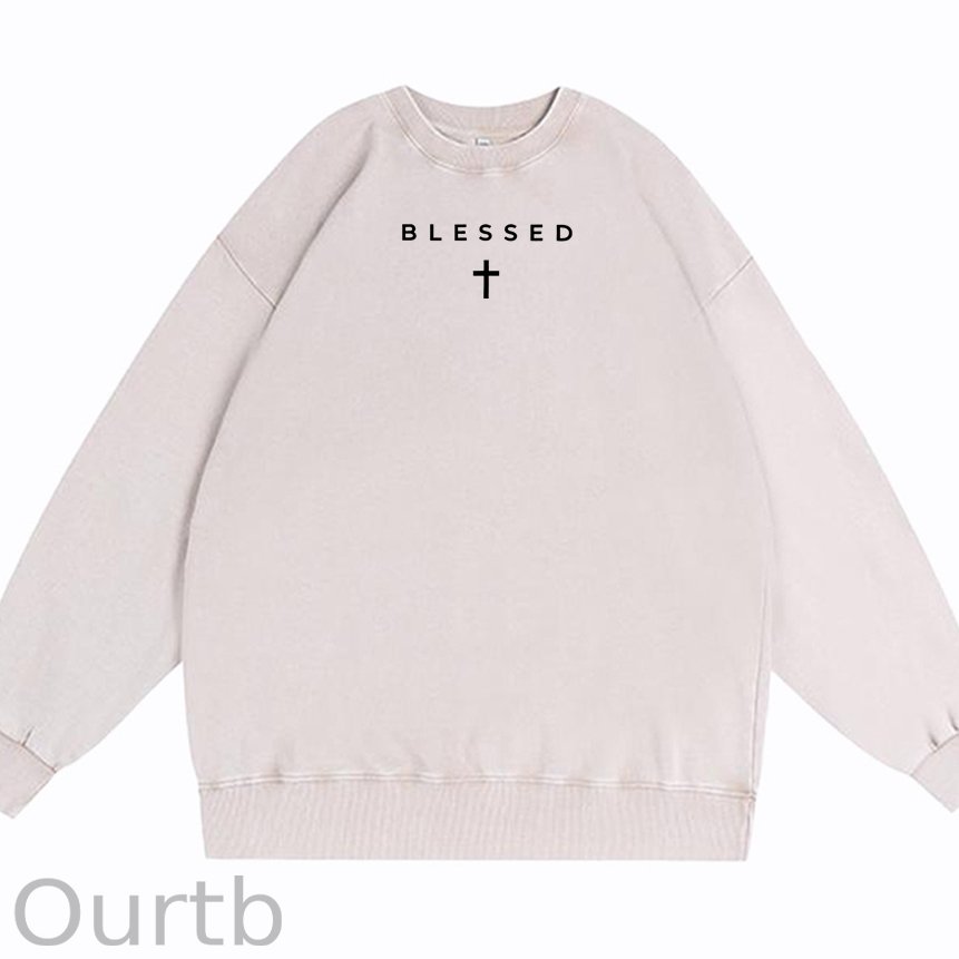 Cross Blessed Cotton Washed Long Sleeve Sweatshirt/Shirt