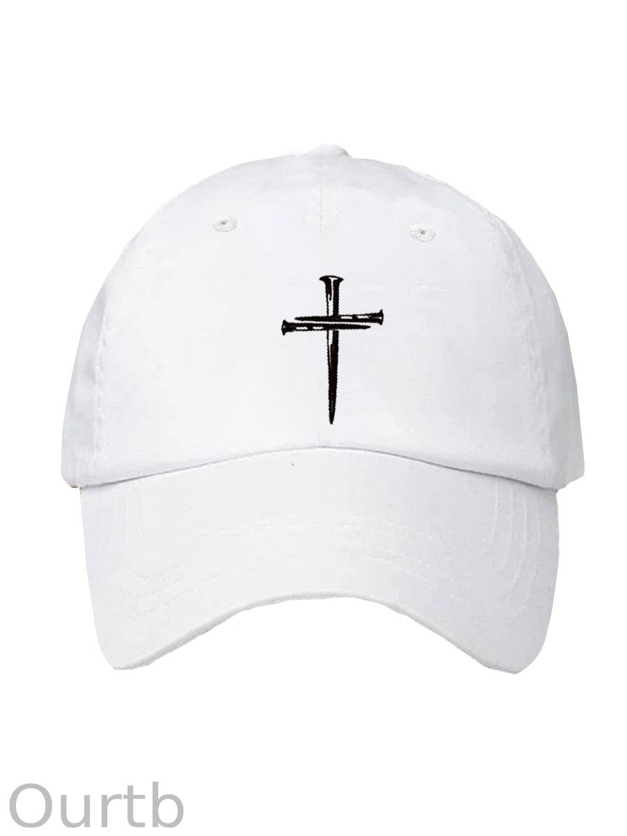 Christian Cross Pattern Washed And Distressed Hats