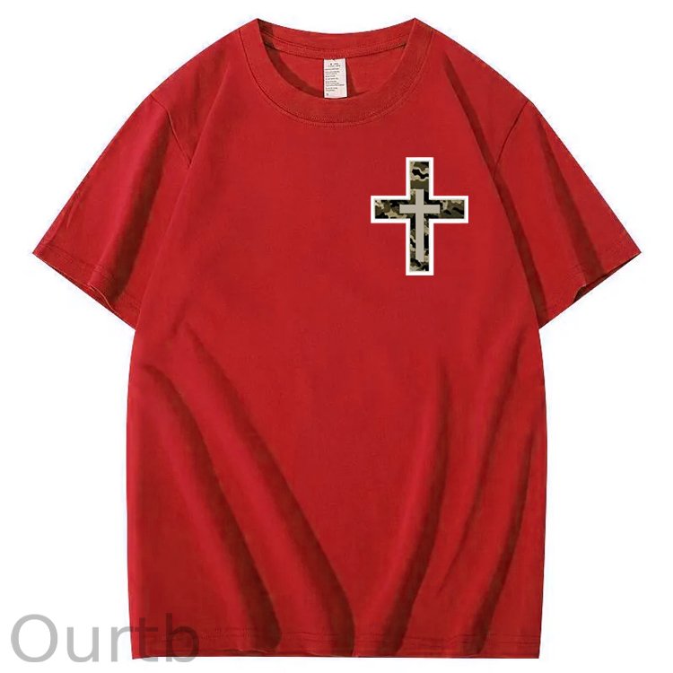 Camo Cross Antlers Faith 100% Cotton T-Shirt