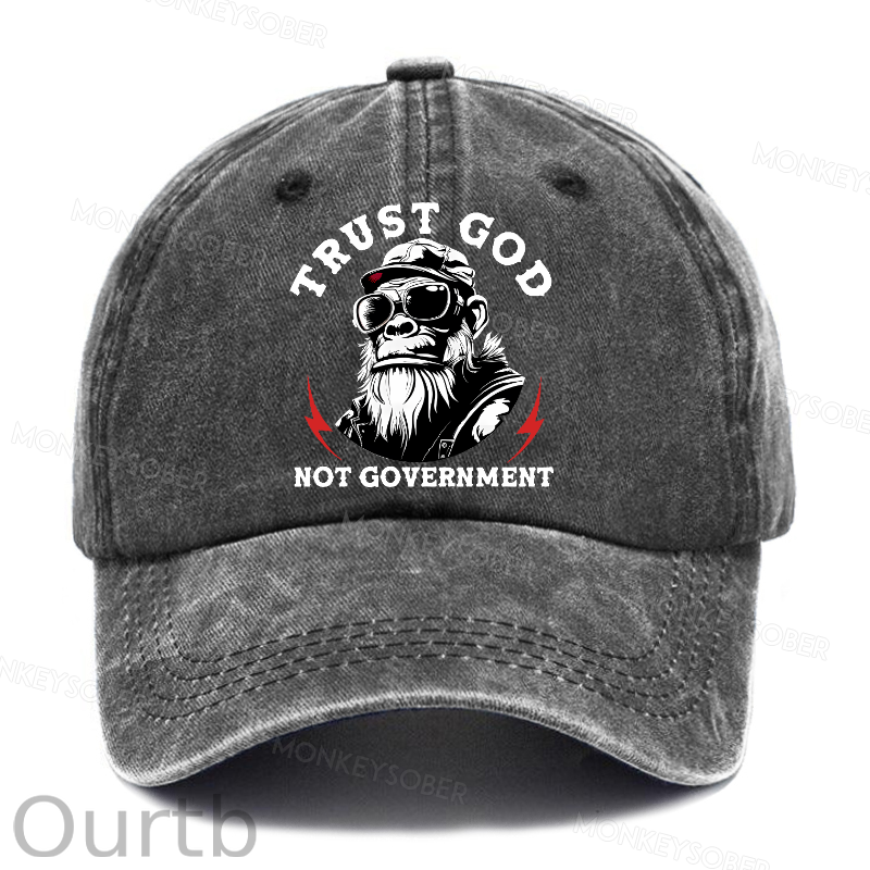 Trust God Not Government Washed Baseball Caps