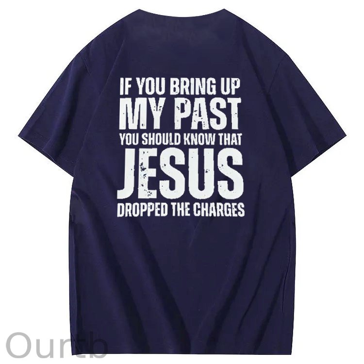 Bring Up My Past Jesus Pattern Print Crew Neck T-Shirt