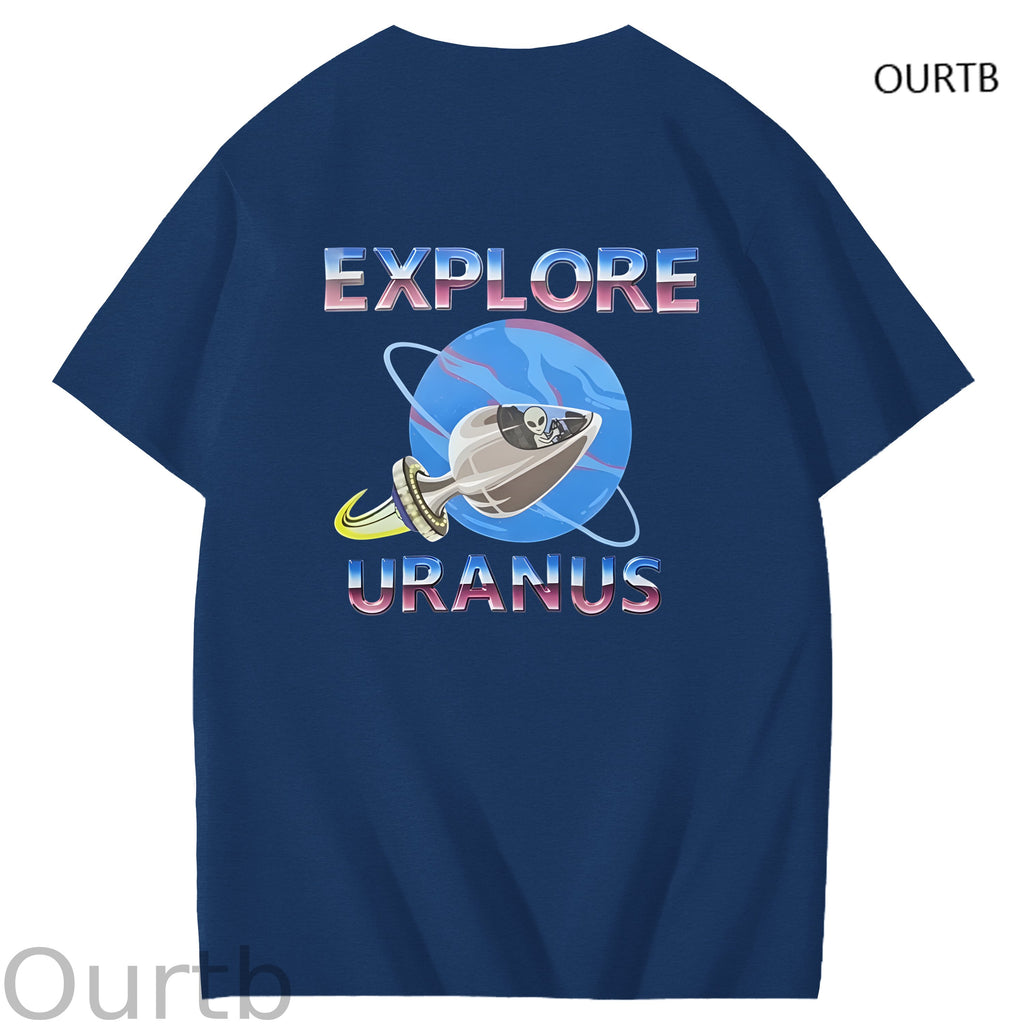 Explore Uranus Funny Adult Art Pattern Print T-Shirt