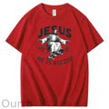 Jesus He is Rizzin' Funny Pattern Print Crew Neck T-Shirt
