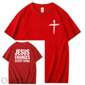 Jesus Changes Everything Pattern Print Crew Neck T-Shirt