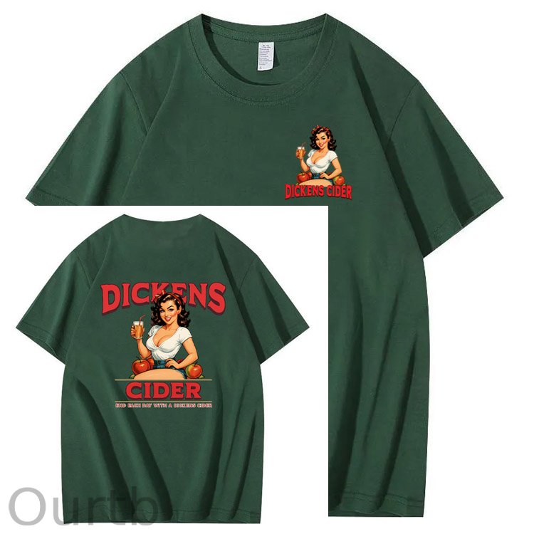 End Each Day With A  Dicknes Cider Pattern Print 100%Cotton T-Shirt