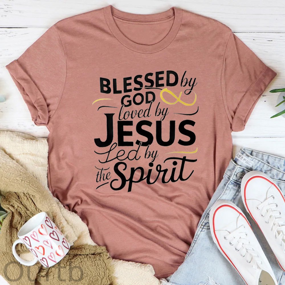 Blessed God Love By Jesus Led By The Spirit  Pattern Round-Neck T-Shirt