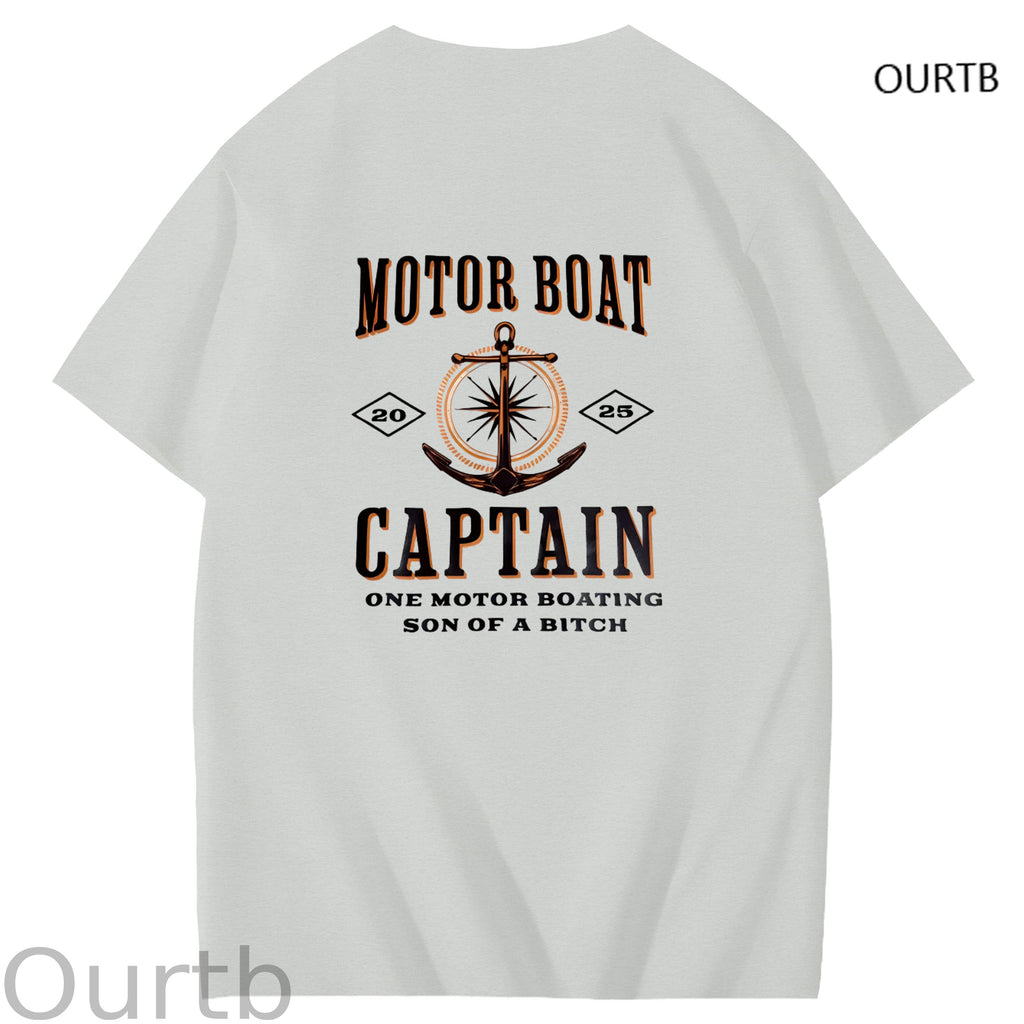 Moter Boat Captain One Motor Boating Son Of A Funny Art Pattern Print T-Shirt