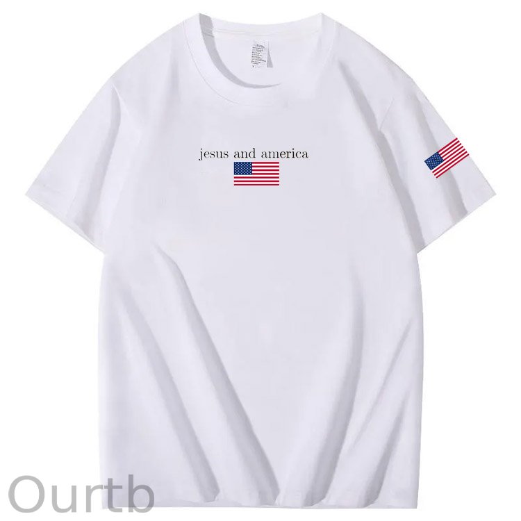 Jesus And America Pattern Print T-Shirt