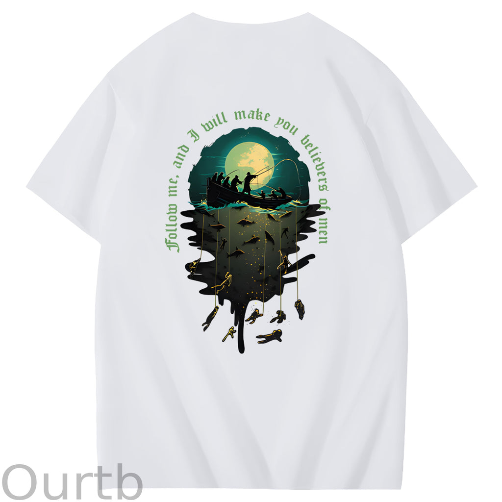 Follow Me And I Will Make You Believers Of Men Art Pattern Print T-Shirt