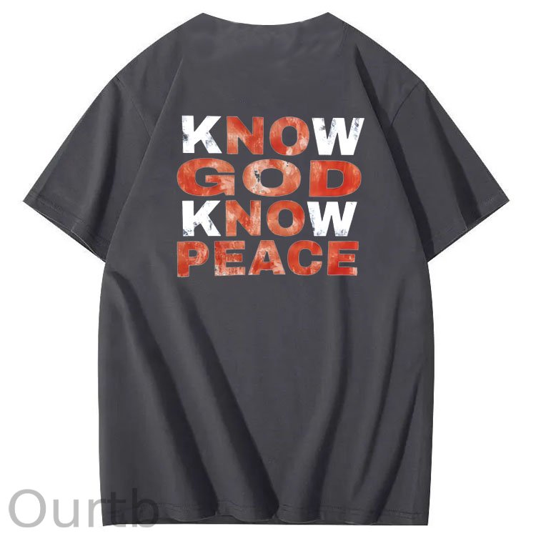 Know God Know Peace Pattern  Print 100%Cotton T-Shirt
