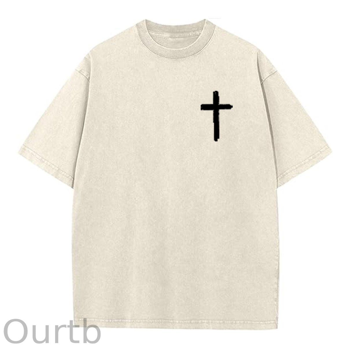 White God All Things Are Possible  Washed And Distressed Pattern Crew Neck T-Shirt