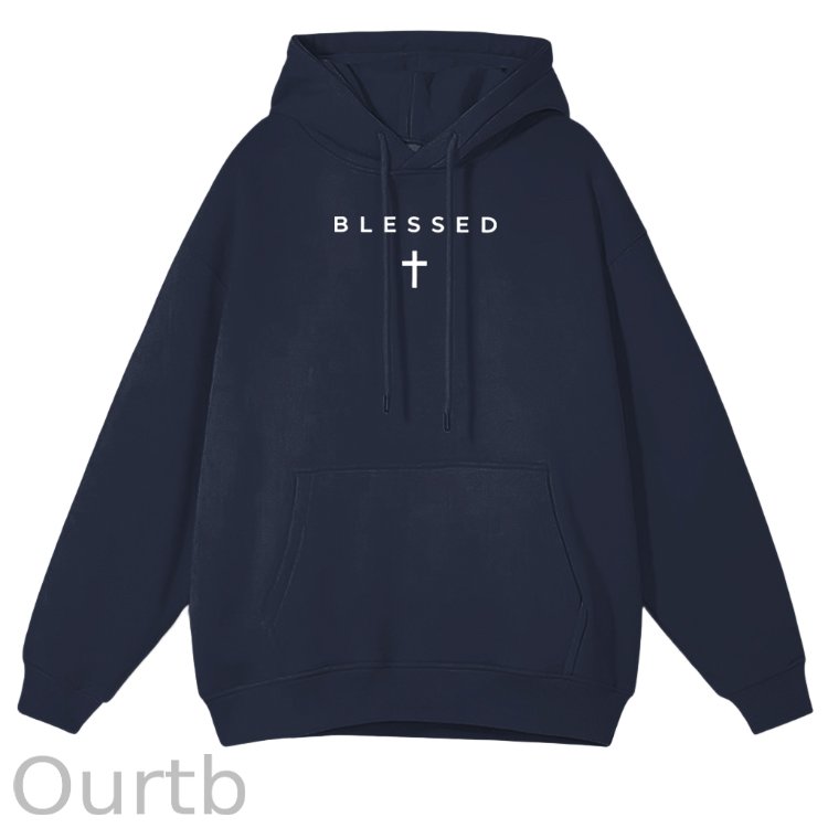 Cross Blessed Cotton Fleece Hooded Sweatshirt