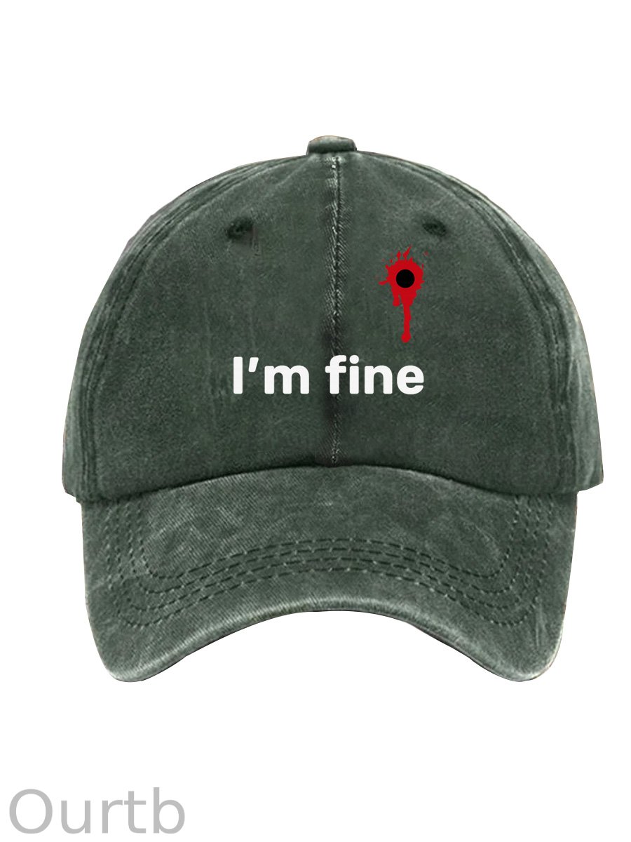 I'm Fine Pattern Washed And Distressed Hats