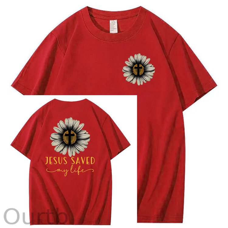 Jesus Saves My Life Pattern100% Cotton T-Shirt