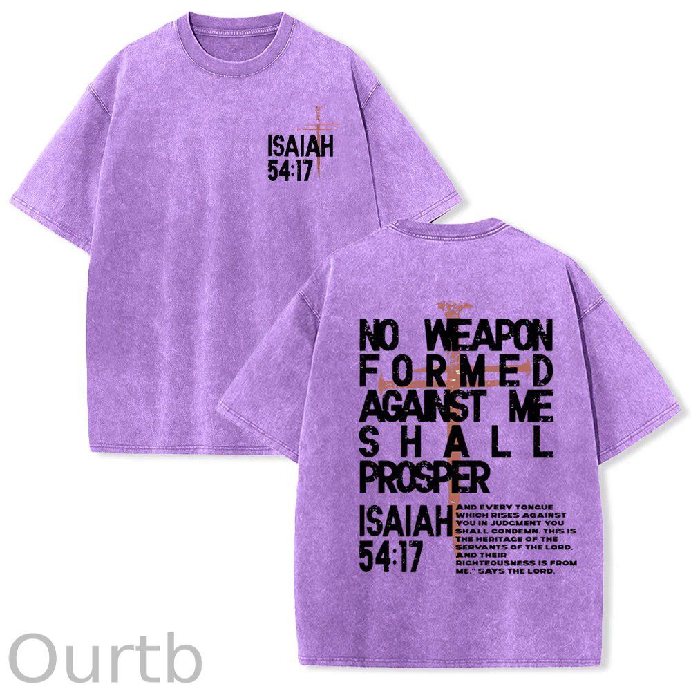No Weapon Formed Against Me Christian Washed Cotton T-Shirt