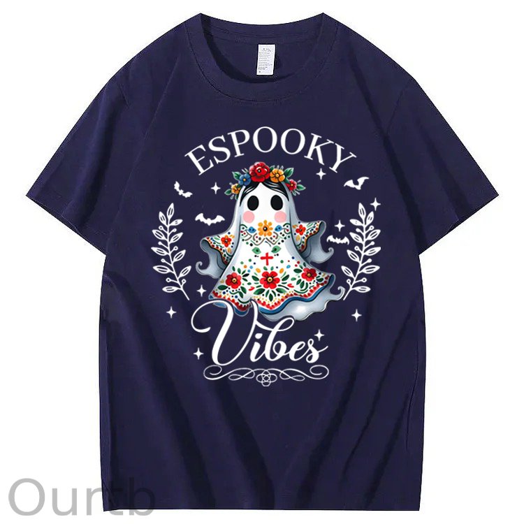 Halloween Espooky Vibes Mexican Boo Ghost 100% Cotton T-Shirt