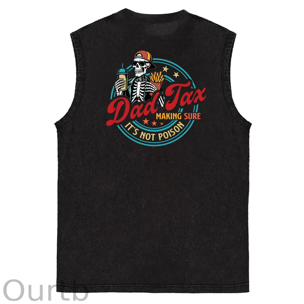 Dad Tax Pattern Sleeveless Cotton Washed Printed Loose Vest