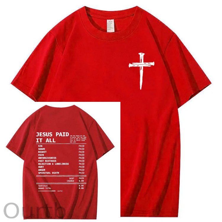 Jesus Paid It All Pattern Print Crew Neck T-Shirt